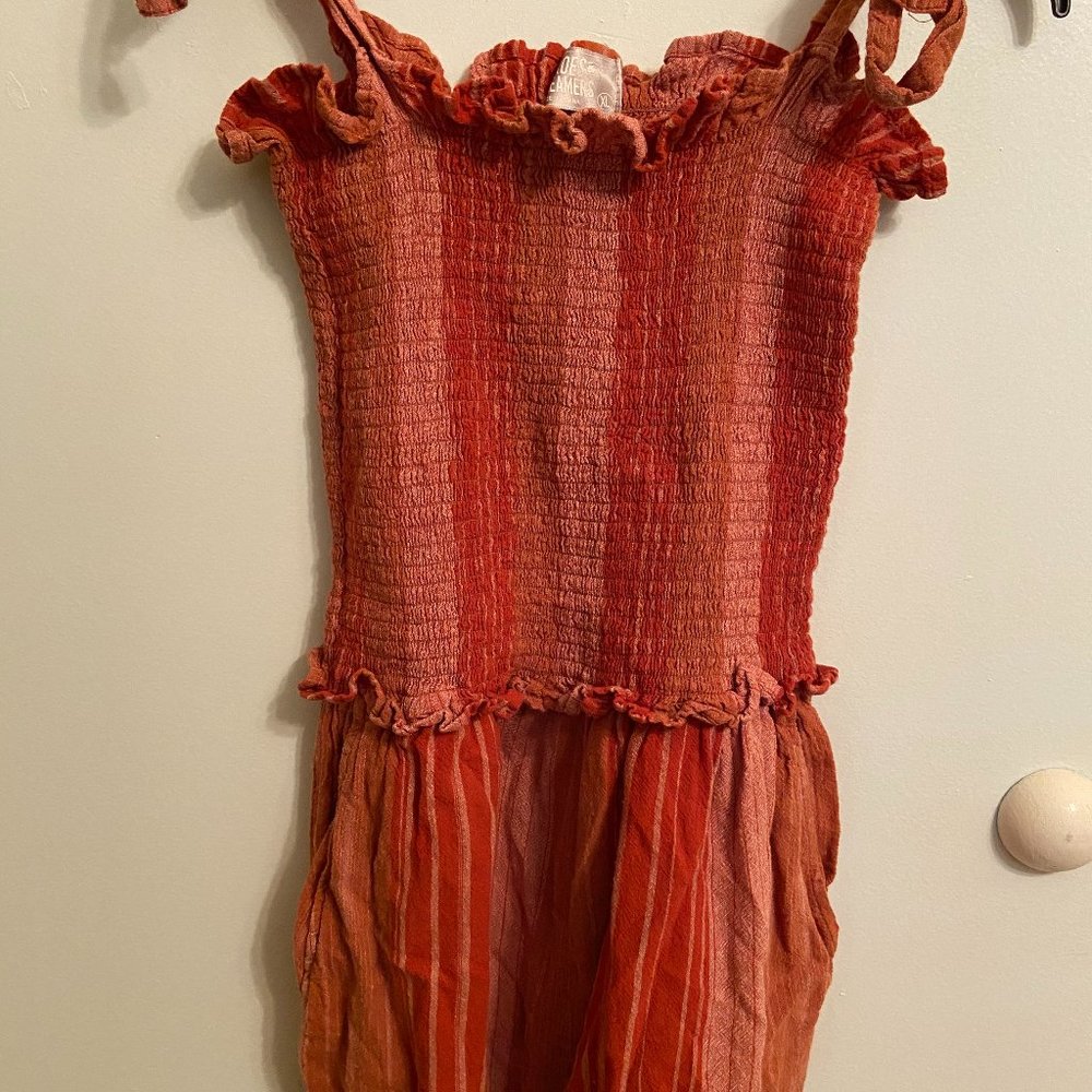 Smocked Striped Jumpsuit